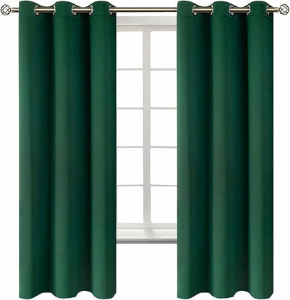 BGment Christmas Blackout Curtains - Grommet Thermal Insulated Room Darkening Bedroom and Living Room Curtains, Set of 2 Decorative Curtain Panels (42 x 63 Inch, Emerald Green)