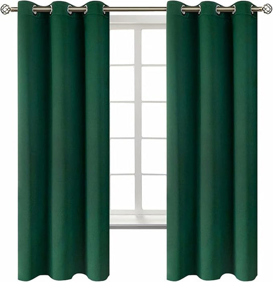 BGment Christmas Blackout Curtains - Grommet Thermal Insulated Room Darkening Bedroom and Living Room Curtains, Set of 2 Decorative Curtain Panels (42 x 63 Inch, Emerald Green)