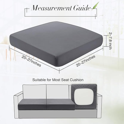 Newwiee Set of 4 Stretch Patio Cushion Covers Sofa Couch Seat Chair Slipcovers Cushion Cover Replacement Furniture Protector for Pets Washable(Dark Grey,Seat Cover,Solid)