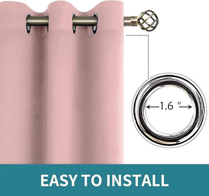 BGment Room Darkening Curtains 45 Inches Long - Grommet Thermal Insulated Drapes Window Treatment Curtains for Bedroom, 2 Panels, 52 x 45 Inch, Baby Pink