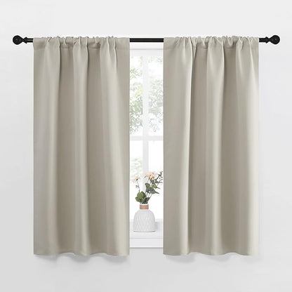 NICETOWN Blackout Curtains for Living Curtains, Room Darkening Window Curtain Panels, Easy-Care Solid Thermal Insulated Draperies/Drapes for Daughter Room (Natural, 2 Panels, 34 by 45)