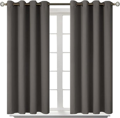 BGment Blackout Curtains for Bedroom - Grommet Thermal Insulated Room Darkening Curtains for Living Room, Set of 2 Panels (52 x 45 Inch, Grey)