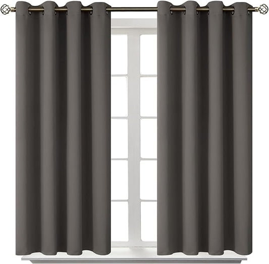 BGment Blackout Curtains for Bedroom - Grommet Thermal Insulated Room Darkening Curtains for Living Room, Set of 2 Panels (52 x 45 Inch, Grey)