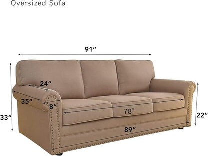 Easy-Going Stretch Oversized Sofa Slipcover 1-Piece Sofa Cover Furniture Protector Couch Soft with Elastic Bottom for Kids, Polyester Spandex Jacquard Fabric Small Checks Dark Green