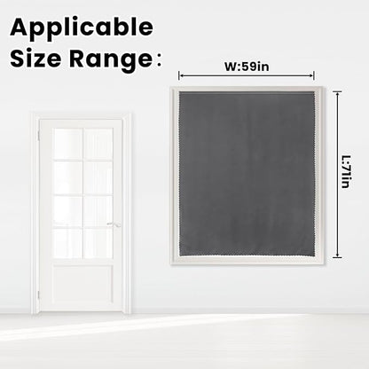 Magic Tape Stick On Curtains Window Shades Pull Down Blackout Window Cover Blackout Curtains for Bedroom No Drillng Self Adhesive Curtains No Rod Small Curtain, 59" W X 71" L, Grey, 1 Panel