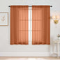Orange Window Sheer Curtains 45 Inches Length, Voile Short Curtains for Living Room Bedroom, Modern Soft Window Drapes 2 Panels Set, Top Dual Rod Pocket Design, 2x42Wx45L Inches