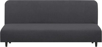 U-NICE HOME Stretch Futon Cover Armless Bed Slipcover - Soft Jacquard Fabric Washable for Pet Friendly, Dark Grey