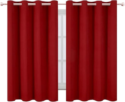 LEMOMO Blackout Curtains 66 x 54 Inch Long Red Curtains Set of 2 Panels Room Darkening Curtains for Bedroom and Living Room