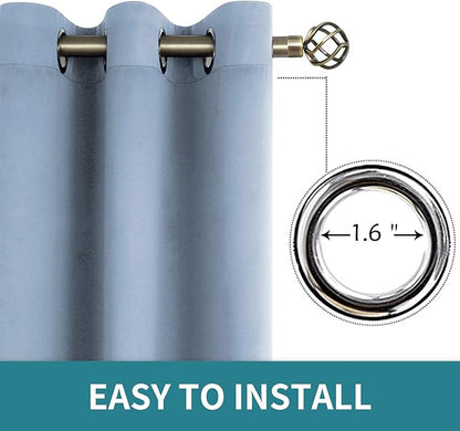 BGment Blackout Curtains for Living Room - Grommet Thermal Insulated Room Darkening Curtains for Bedroom, 2 Panels of 52 x 45 Inch, Spa Blue