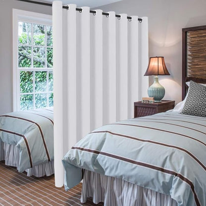 H.VERSAILTEX Patio White Curtains 100 x 96 Inches for Sliding Door Extral Wide Blackout Curtain Panels Thermal Insulated Room Divider - Grommet Top, 8' Tall by 8.5' Wide