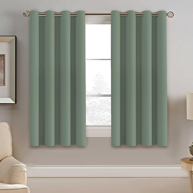 H.VERSAILTEX Blackout Curtain for Bedroom Thermal Insulated Window Treatment Curtain 54 inch Length Energy Saving Solid Grommet Top Blackout Drape, One Panel, Green Bay, 52" W x 54" L