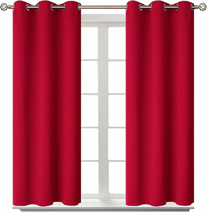 BGment Room Darkening Curtains 45 Inches Long - Grommet Thermal Insulated Drapes Window Treatment Curtains for Bedroom, 2 Panels, 38 x 45 Inch, Red