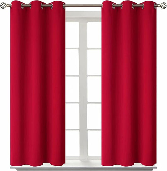 BGment Room Darkening Curtains 45 Inches Long - Grommet Thermal Insulated Drapes Window Treatment Curtains for Bedroom, 2 Panels, 38 x 45 Inch, Red