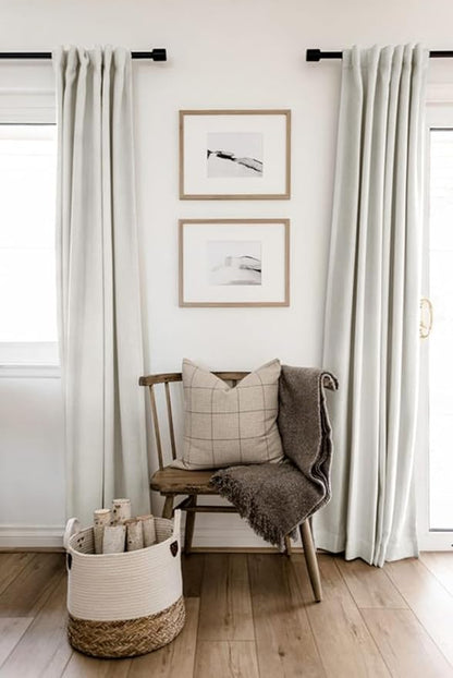 100% Blackout Shield Linen Blackout Curtains for Bedroom 96 Inches Long, Back Tab/Rod Pocket Living Room Drapes, Thermal Insulated Blackout Curtains 2 Panels Set, 50" W x 96" L, Beige