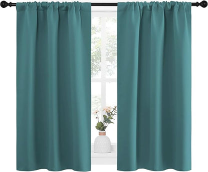 NICETOWN Kitchen Curtains, Privacy & Light Block Out Window Curtains & Drapes for Loft, Cupboard, Cafe (Sea Teal, 34 in x 45 in (W x L), 2 Panels)