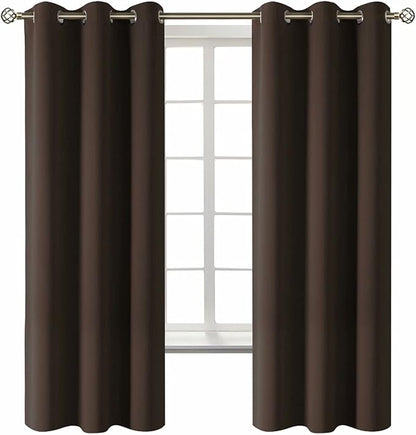 BGment Blackout Curtains for Living Room - Grommet Thermal Insulated Room Darkening Curtains for Bedroom, 2 Panels of 42 x 63 Inch, Brown