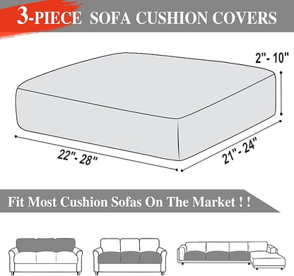 Couch Cushion Covers Seat Cushion Cover Stretch Couch Cover Separate Sectional Sofa Slipcovers Furniture Protector(3 Pieces for Seat or Sofa Backrest, White)