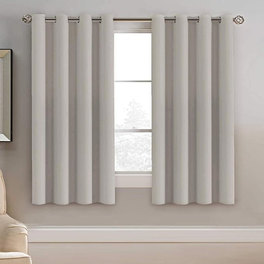 H.VERSAILTEX Light Blocking Curtain for Bedroom/Living Room, Energy Efficient Thermal Insulated Grommet Window Panel Blackout Curtains for Bedroom/Living Room, Stone, 52 by 63 inch Long, One Panel