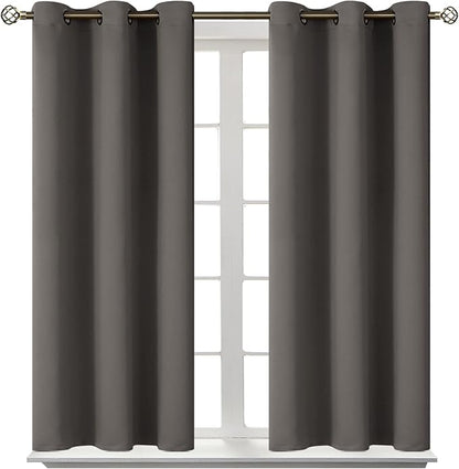 BGment Blackout Curtains for Bedroom - Grommet Thermal Insulated Room Darkening Curtains for Living Room, Set of 2 Panels (38 x 45 Inch, Grey)