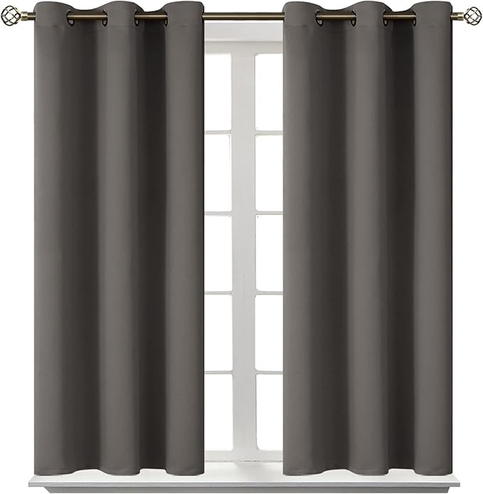 BGment Blackout Curtains for Bedroom - Grommet Thermal Insulated Room Darkening Curtains for Living Room, Set of 2 Panels (38 x 54 Inch, Grey)