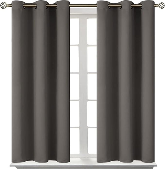 BGment Blackout Curtains for Bedroom - Grommet Thermal Insulated Room Darkening Curtains for Living Room, Set of 2 Panels (38 x 54 Inch, Grey)
