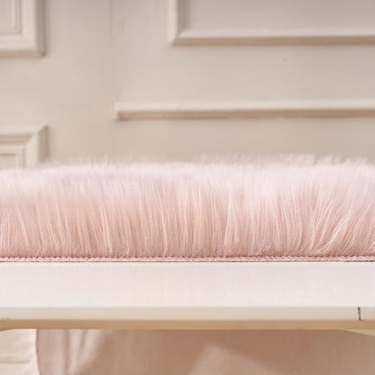 EasyJoy Ultra Soft Fluffy Shaggy Area Rug Faux Fur Rug Chair Cover Seat Pad Fuzzy Area Rug for Bedroom Floor Sofa Living Room (2 x 3 ft Sheepskin, Pink)
