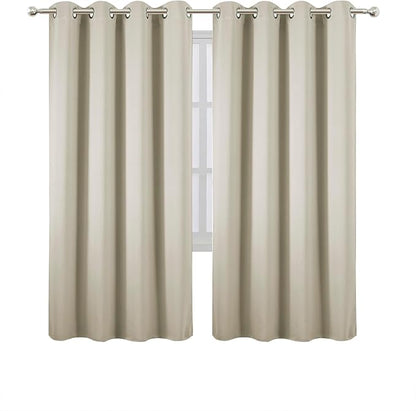 LEMOMO Blackout Curtains 66 x 72 Inch Long Light Beige Curtains Set of 2 Panels Room Darkening Curtains for Bedroom and Living Room