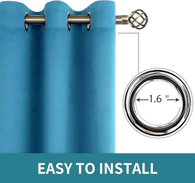 BGment Blackout Curtains - Grommet Thermal Insulated Room Darkening Bedroom and Living Room Curtains, Set of 2 Panels (52 x 95 Inch, Steel Blue)