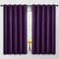 Yakamok Blackout Curtains Room Darkening Thermal Insulated Window Panels,Solid Grommet Top Drapes for Bedroom/Living Room(62Wx63L, Purple, 2 Panels)
