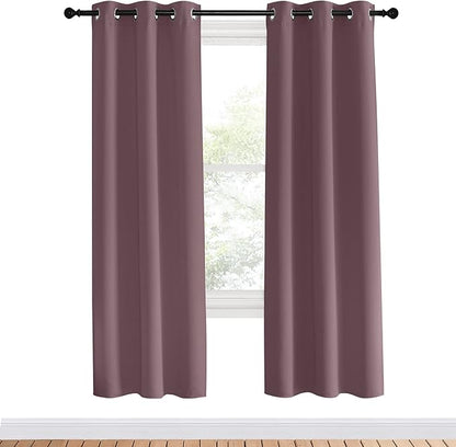 NICETOWN Blackout Curtains for Bedroom, Dry Rose, 34 inches by 70 inches Long Curtains & Drapes for Living Room, Thermal Insulated Window Treatment Draperies for Nursery