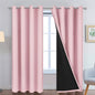 Yakamok Total Blackout Curtains, 2 Thick Layers Completely Blackout Thermal Insulated Drapes with Black Liner for Bedroom(52Wx96L, Pink, 2 Panels)