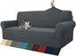 ZNSAYOTX 1 Piece Jacquard Couch Covers for 3 Cushion Couch High Stretch Sofa Cover for Pets Dogs Anti Slip Extra Large Sofa Slipcovers Furniture Protector (XL Sofa, Dark Grey)