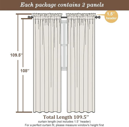 Chyhomenyc Extra Long White Sheer Curtains 108 Inches Long 2 Panels, Light Filtering White Curtains for Living Room, Soft Gentle Voile Rod Pocket Bedroom Window Drapes, 59Wx108L Inch, 9FT, 2PCS
