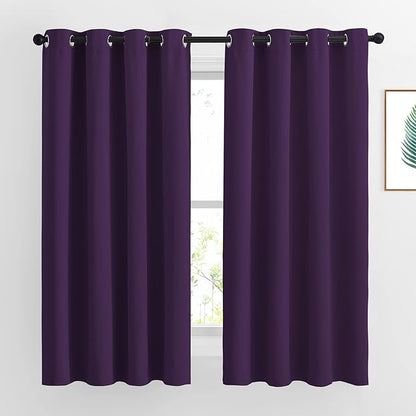 NICETOWN Blackout Curtains for Bedroom, Grommet Top Room Darkening Thermal Insulated Solid Window Treatments for Bedroom/Kids Room, Royal Purple, 2 Panels, W46 x L63