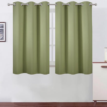 LEMOMO Sage Green Blackout Curtains/38 x 54 Inch/Set of Two Panels Grommet Living Room Curtains