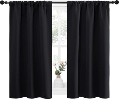 NICETOWN Black Out Curtain Panels for Kitchen - Energy Smart Decoration Thermal Insulating Blackout Drapes/Draperies for Small Window (2 Panels, 34 inches Wide by 45 inches Long)