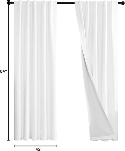 Deconovo Blackout Curtains for Bedroom & Nursery, Thermal Insulated Drapes, Back Tab & Rod Pocket, Noise Reducing, Energy Saving Room Darkening for Living Room White 42W x 84L Inch