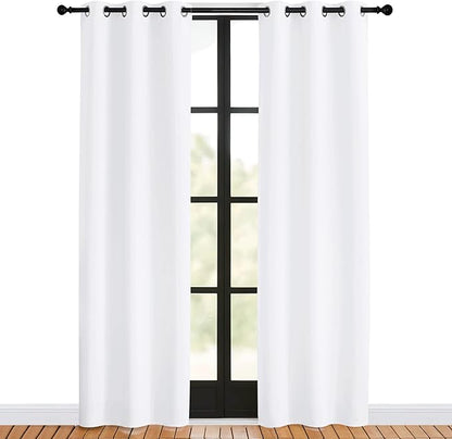 NICETOWN White Curtains 80 inch Length 2 Panels Set for Living Room, W34, Thermal Insulated Window Treatment Grommet 50% Room Darkening for Bedroom