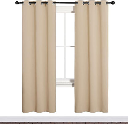 NICETOWN Room Darkening Curtain Panels for Cafe, Thermal Insulated Grommet Room Darkening Draperies/Drapes for Window (Biscotti Beige, 2 Panels, W34 x L72 -inch)