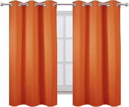 LEMOMO Orange Blackout Curtains 42 x 54 Inch Length Set of 2 Panels Grommet Bedroom Curtains for Living Room