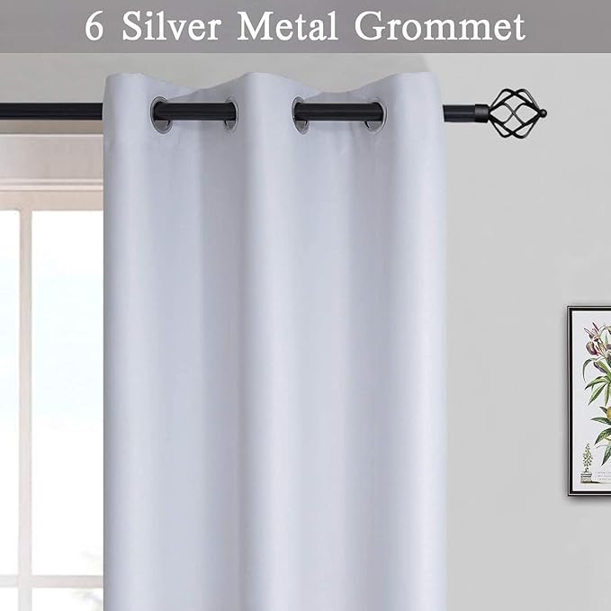 SimpleHome Ombre Curtains 42 x 63 Inch for Bedroom 2 Panels, Gradient Grey White to Black Light Blocking Thermal Insulated Grommet Room Darkening Window Curtain/Drapes for Living Room
