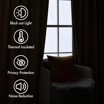 MIULEE Velvet Curtains 90 inches - Luxury Blackout Curtains for Bedroom Living Room Thermal Insulated Super Soft Window Drapes Rod Pocket & Back Tab, Gold Brown, W52 x L90 inches, 2 Panels
