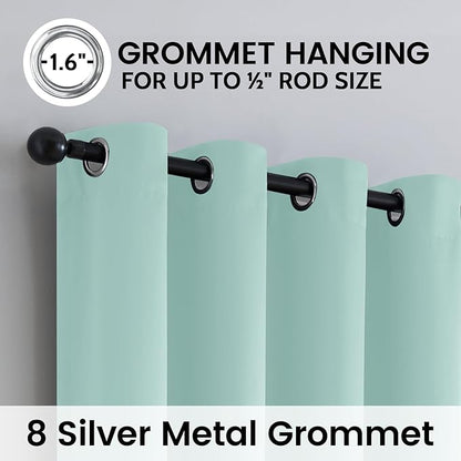 SimpleHome 100% Blackout Curtains for Bedroom,Thermal Insulated Aqua Grommet Window Drapes Room Darkening Curtains for Living Room with Black Back,52 x 96 Inch,2 Panels