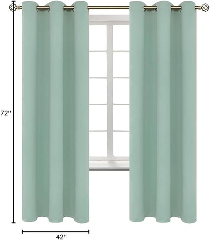 BGment Blackout Curtains - Grommet Thermal Insulated Room Darkening Bedroom and Living Room Curtains, Set of 2 Panels (42 x 72 Inch, Frosty Green)