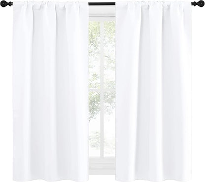 NICETOWN RV Curtains for Camper Windows, White Curtains for Kitchen Window, Home Decoration Light Filtering Drapes for Small Window (29" Wide by 50inches Long, 1 Pair)