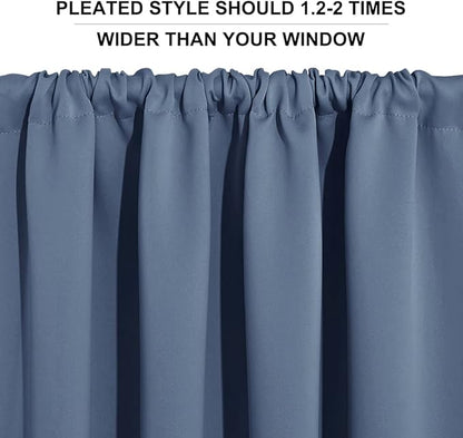 RYB HOME Basement Bathroom Kitchen Cafe Blackout Privacy Curtains, Short Insulating Light UV Heat Blocking Privacy Curtain Tiers for Laundry Room, Width 34 by Length 30, Stone Blue, 2 Panels