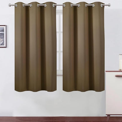 LEMOMO Brown Thermal Blackout Curtains/38 x 63 Inch/Set of 2 Panels Room Darkening Curtains for Bedroom