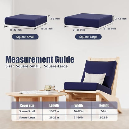 8Pcs Stretch Patio Cushion Covers, Outdoor Couch & Sofa Replacement Slipcovers for Patio Furniture Cushion Covers, Washable Reusable Furniture Protector