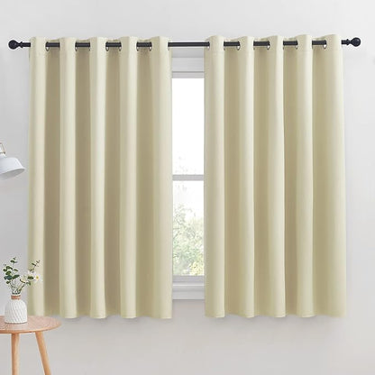 NICETOWN Room Darkening Curtain Panels for Cafe, Thermal Insulated Grommet Room Darkening Draperies/Drapes for Window (Beige, 2 Panels, W70 x L63 -inch)