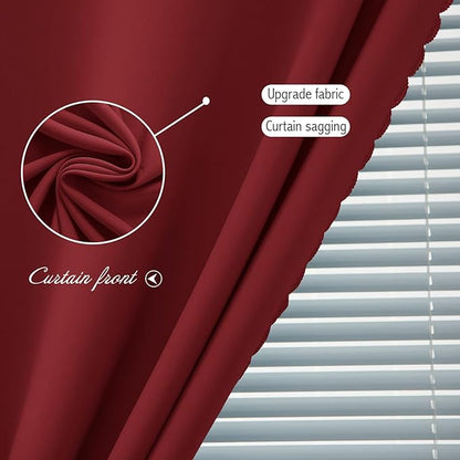 Self Adhesive Curtains, Stick Curtain Blackout Shades Window Cover Curtains for Living Room No Drilling, 47" W X 84" L, Burgundy, 1 Panel